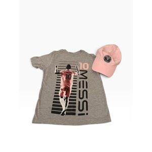 Kids Lionel Messi Inter Miami CF T-Shirt and New Era Adjustable Hat Set